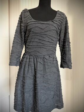 Three Hearts Charcoal Gray Textured Scoop-Neck Dress
